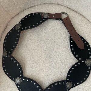 Idyllwind Black and Brown Leather Belt with Silver Accents